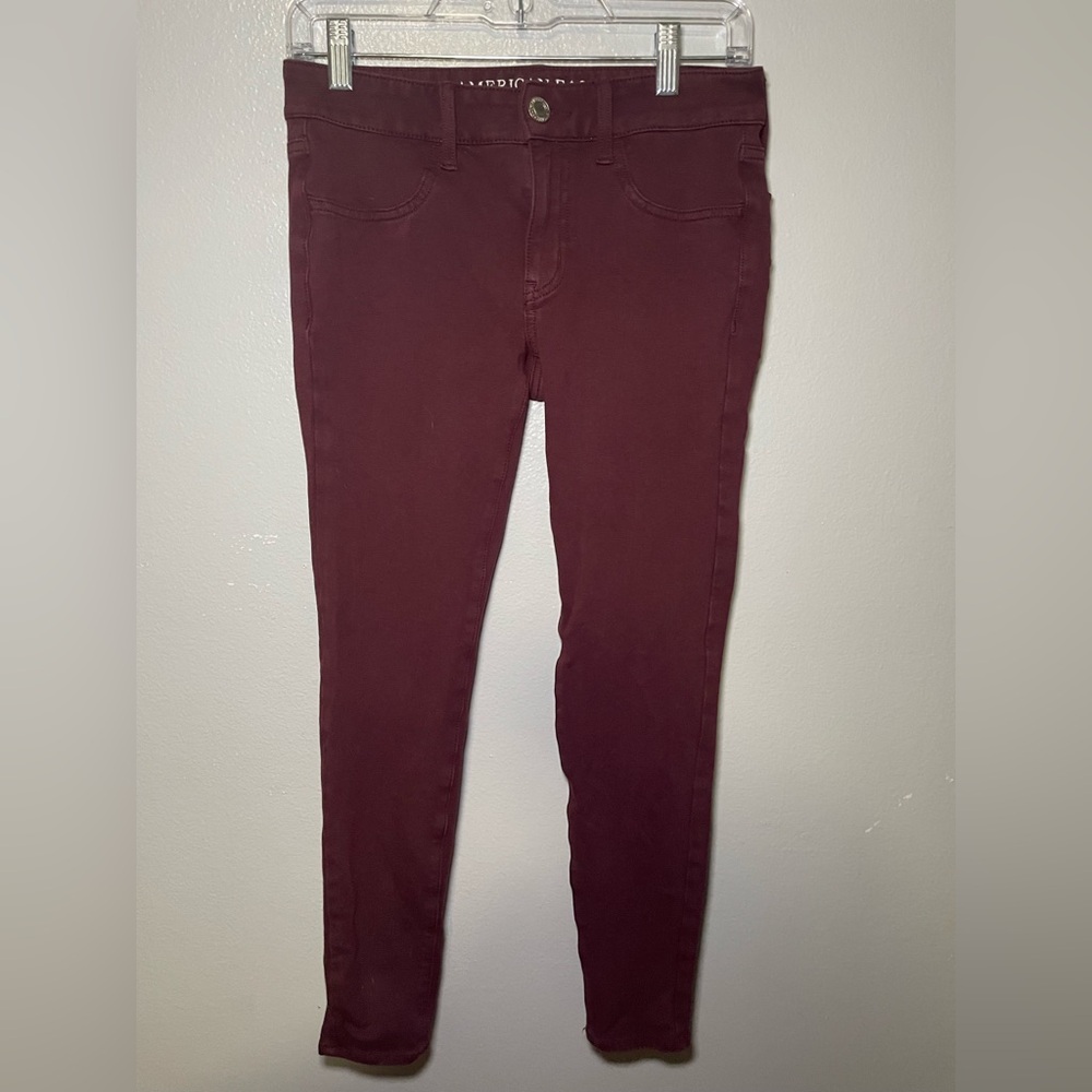 American Eagle Outfitters Burgundy Super Stretch Pants
